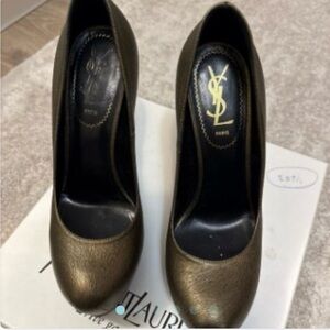Yves Saint Laurent tribtoo Women's Metallic Heels horsehair print